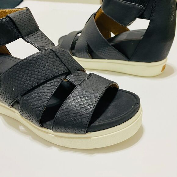 DR. SCHOLLS Women's Leather Platform‎ Chunky Sandals Comfort Sz 8 M Black White - Picture 13 of 13